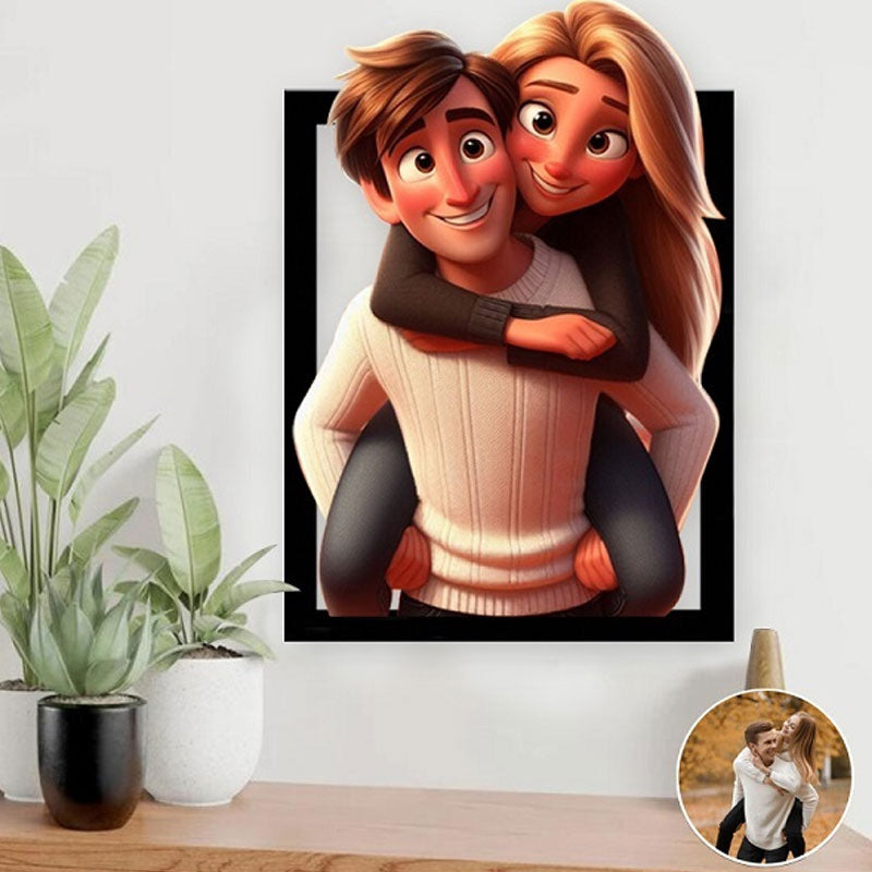 Custom 3D Cartoon Style Wooden Photo Frame - Muunna muistosi taiteeksi!