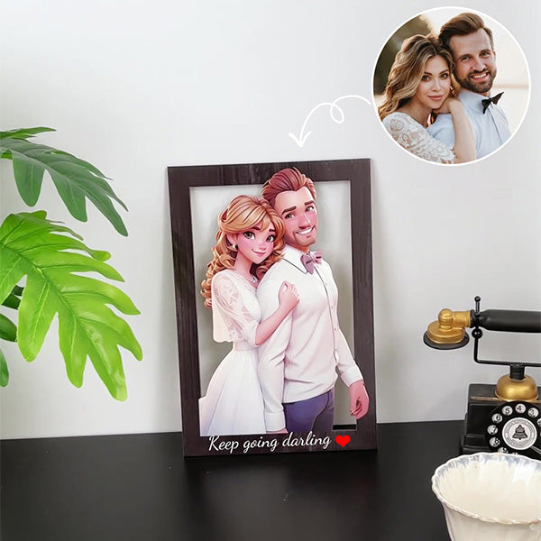 Custom 3D Cartoon Style Wooden Photo Frame - Muunna muistosi taiteeksi!